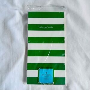 Kate Spade NEW IN PACKAGE Dear Pet Sitter Green and White Striped Notepad